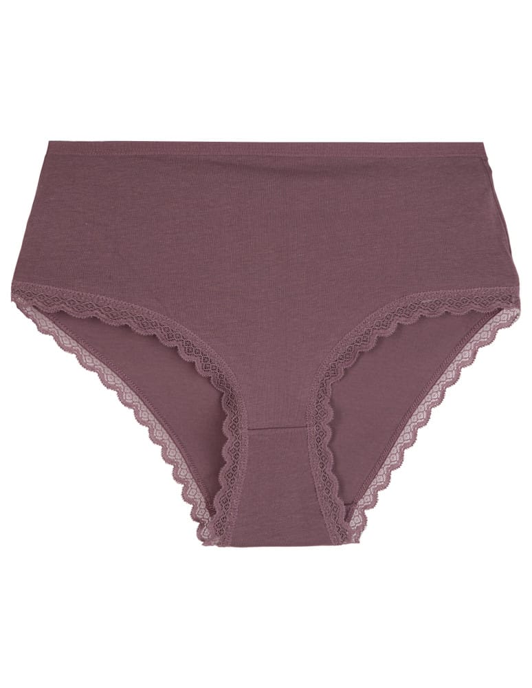 Majtki z wysokim stanem - Figi damskie maxi bikini bawełniane wzorzyste majtki z koronką i wyższym stanem 5-pak WIELOKOLOROWY - produkt moraj.pl 7