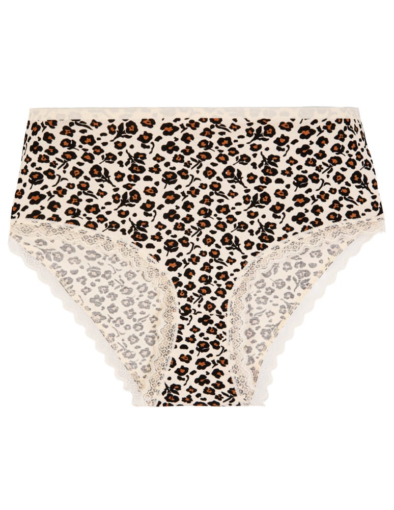Majtki z wysokim stanem - Figi damskie maxi bikini bawełniane wzorzyste majtki z koronką i wyższym stanem 5-pak WIELOKOLOROWY - produkt moraj.pl 2