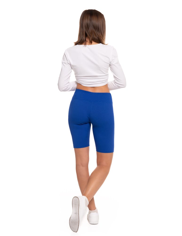 Legginsy damskie - Legginsy kolarki damskie w prążek wysoki stan CIEMNY NIEBIESKI - produkt moraj.pl 5