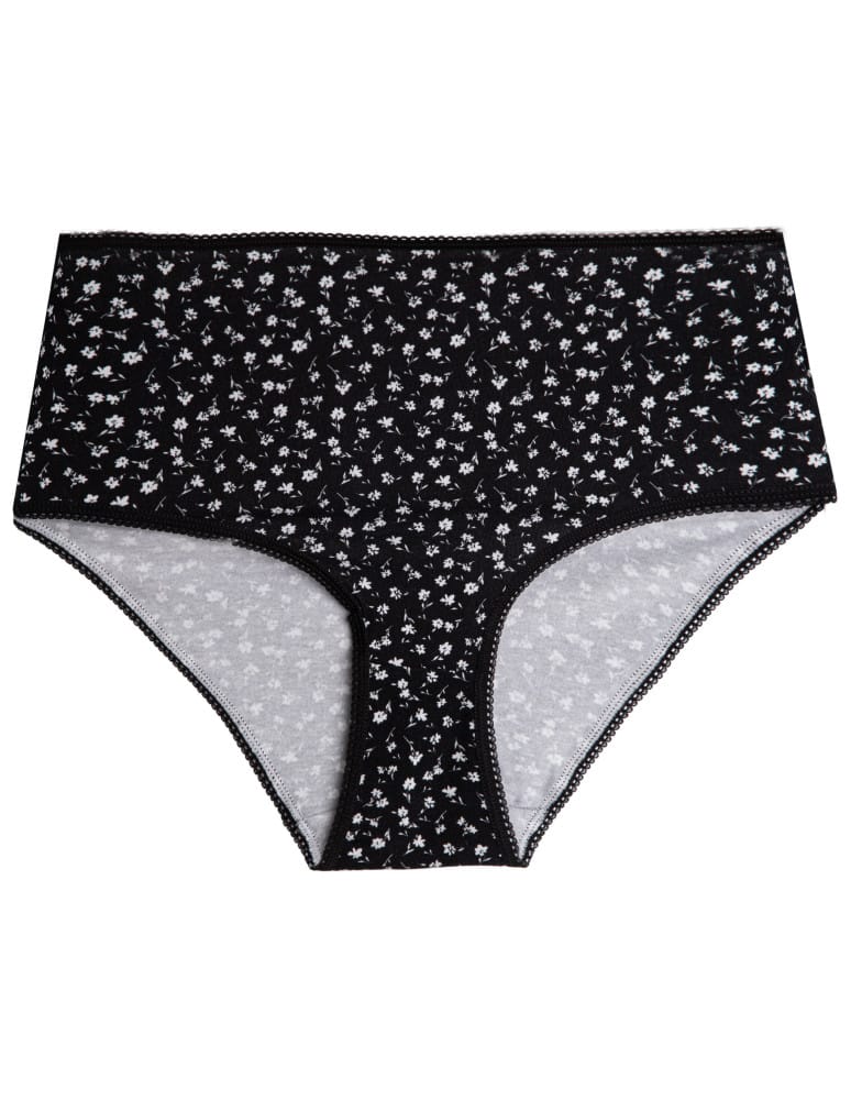 Majtki z wysokim stanem - Majtki damskie maxi bikini z bawełny wysoki stan gładkie i wzorzyste duży zestaw 7-pak WIELOKOLOROWY - produkt moraj.pl 5