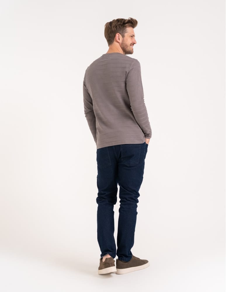 Koszulki i Tank Topy - Koszulka męska longsleeve bawełniany z guzikami SZARY  - produkt moraj.pl 4