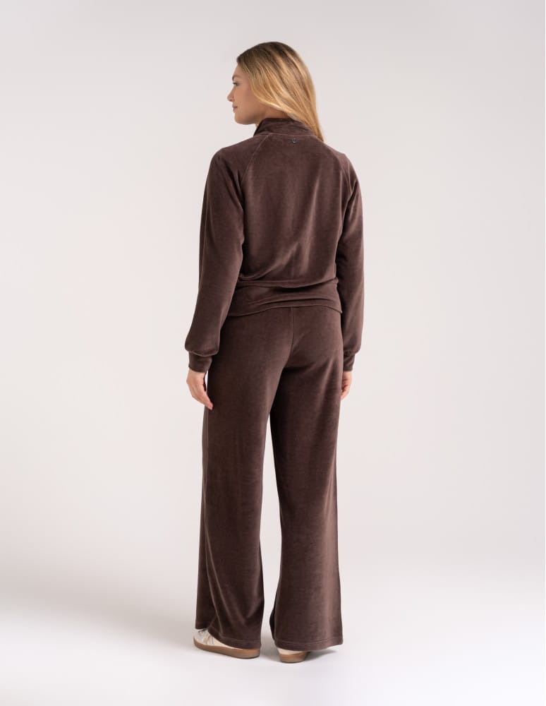 Bluzy damskie - Bluza damska welurowa na zamek z bawełny JASNY BRĄZ - produkt moraj.pl 4