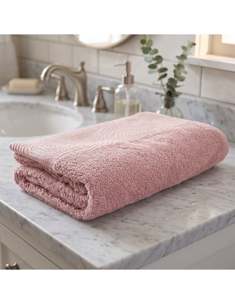 Kąpielowe - Ręcznik łazienkowy bawełniany 50x100 cm miękki i chłonny z żakardową bordiurą lurex RÓŻOWY - produkt moraj.pl 1