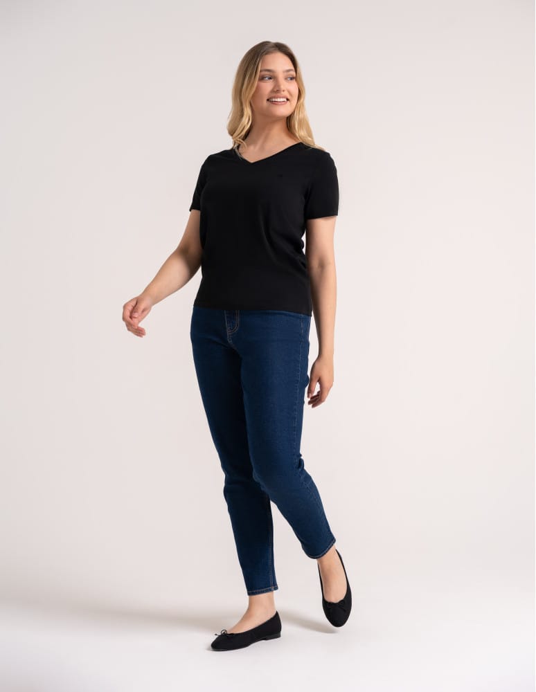 Koszulki i T-shirty - Koszulka damska bawełna Premium T-shirt dekolt w serek BLACK - produkt moraj.pl 3