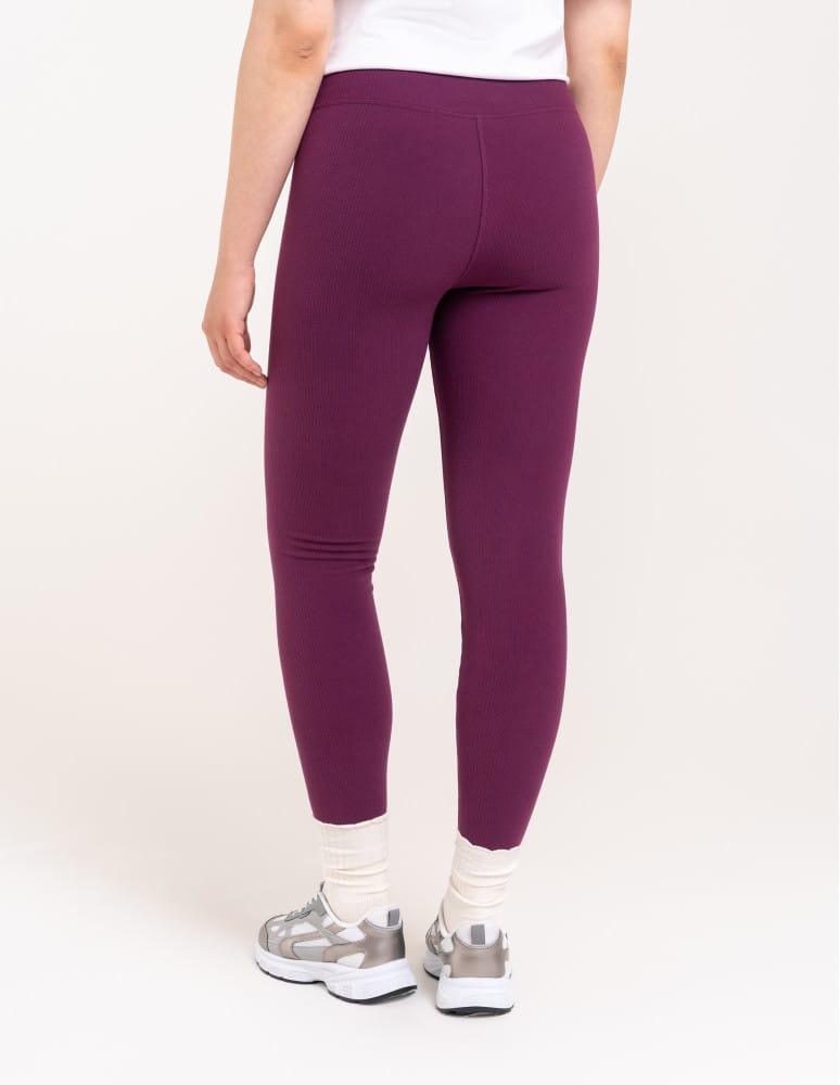 Legginsy damskie - Wygodne legginsy damskie prążkowane z wysokim stanem bezuciskowe FIOLETOWY - produkt moraj.pl 1