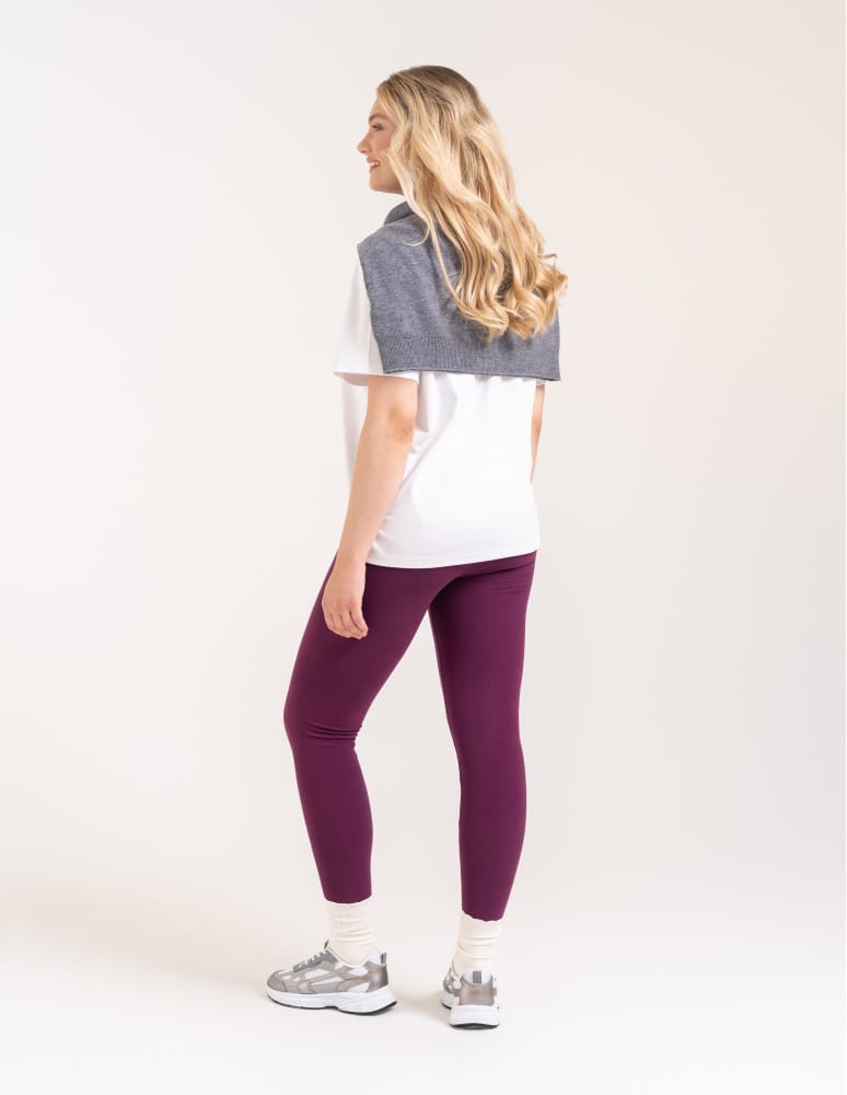 Legginsy damskie - Wygodne legginsy damskie prążkowane z wysokim stanem bezuciskowe FIOLETOWY  - produkt moraj.pl 8