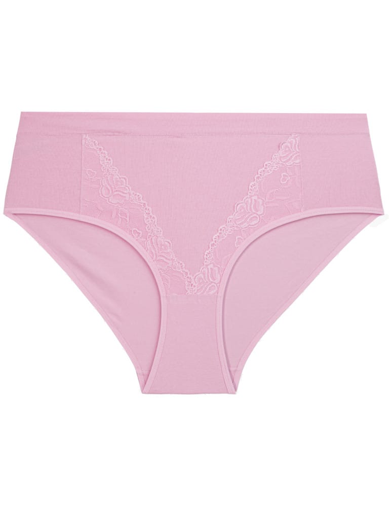 Majtki z wysokim stanem - Figi damskie bawełniane majtki maxi bikini z delikatną koronką i wyższym stanem 3-pak WIELOKOLOROWY - produkt moraj.pl 2