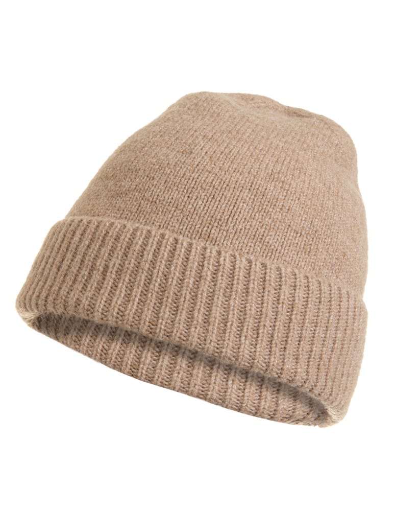 Czapki zimowe - Damska czapka z domieszką wełny zimę ciepła beanie BEŻOWY - produkt moraj.pl 1