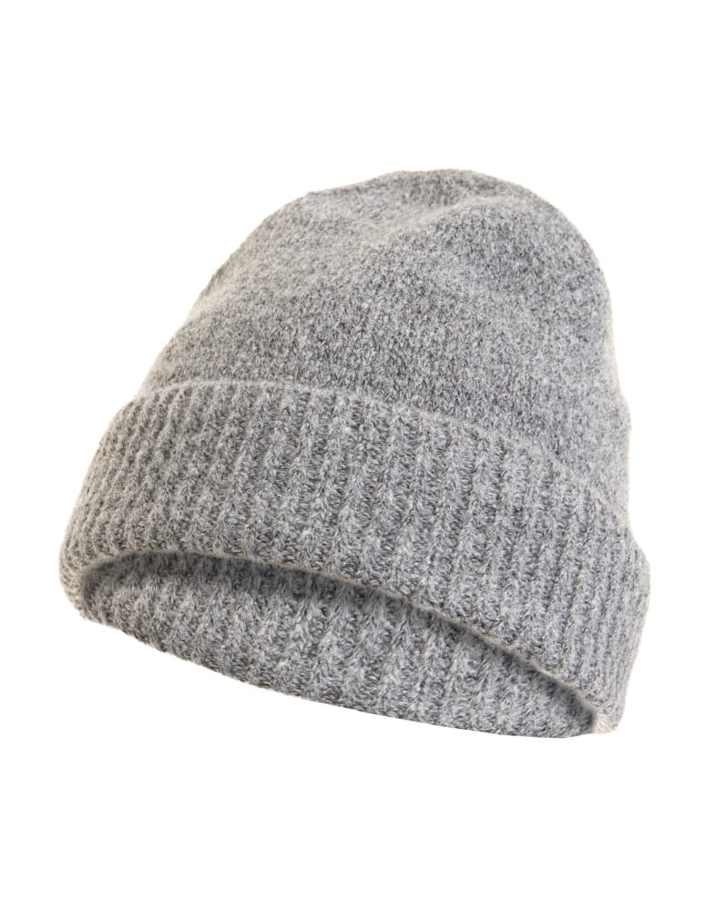 Czapki zimowe - Damska czapka z domieszką wełny zimę ciepła beanie SZARY MELANŻ - produkt moraj.pl 1