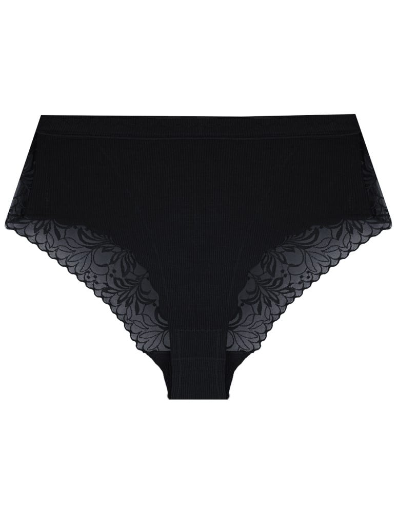 Majtki z wysokim stanem - Majtki damskie wiskozowe maxi bikini prążkowane z koronką zestaw 4-pak WIELOKOLOROWY  - produkt moraj.pl 3