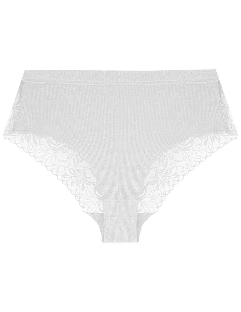 Majtki z wysokim stanem - Majtki damskie wiskozowe maxi bikini prążkowane z koronką zestaw 4-pak WIELOKOLOROWY  - produkt moraj.pl 4