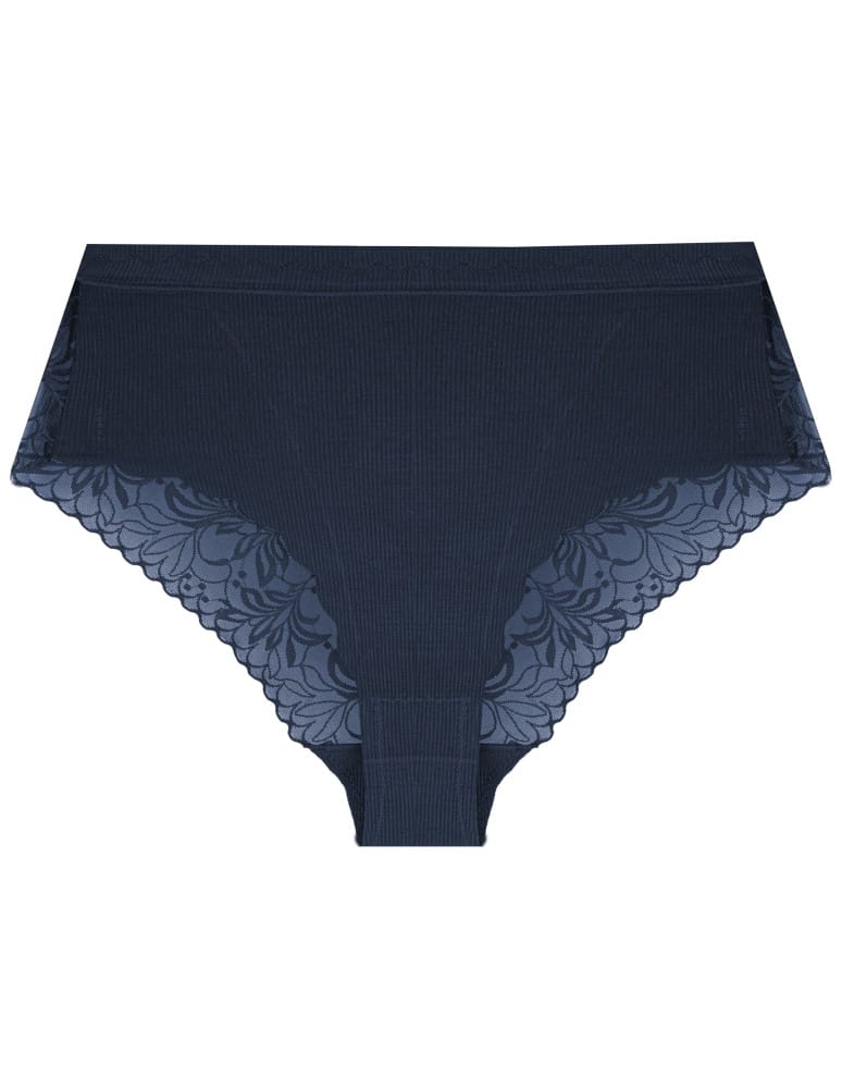 Majtki z wysokim stanem - Majtki damskie wiskozowe maxi bikini prążkowane z koronką zestaw 4-pak WIELOKOLOROWY  - produkt moraj.pl 5