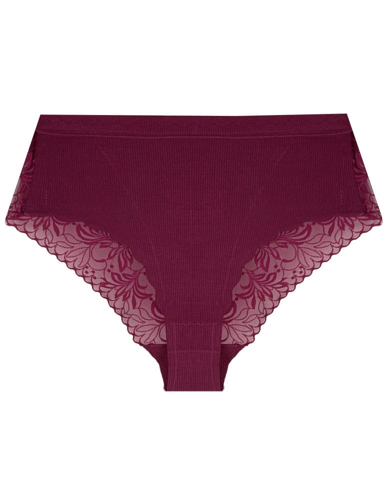 Majtki z wysokim stanem - Majtki damskie wiskozowe maxi bikini prążkowane z koronką zestaw 4-pak WIELOKOLOROWY  - produkt moraj.pl 6
