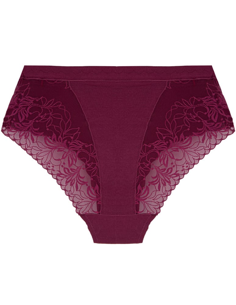 Majtki z wysokim stanem - Majtki damskie wiskozowe maxi bikini prążkowane z koronką zestaw 4-pak WIELOKOLOROWY  - produkt moraj.pl 7
