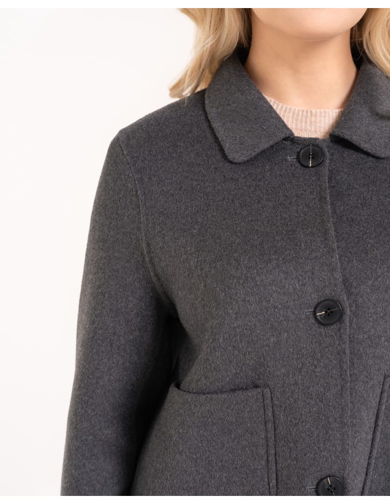 Kurtki przejściowe - Kurtka damska zawierająca wełnę elegancka o kr&oacute;tkim fasonie CIEMNY SZARY  - produkt moraj.pl 6