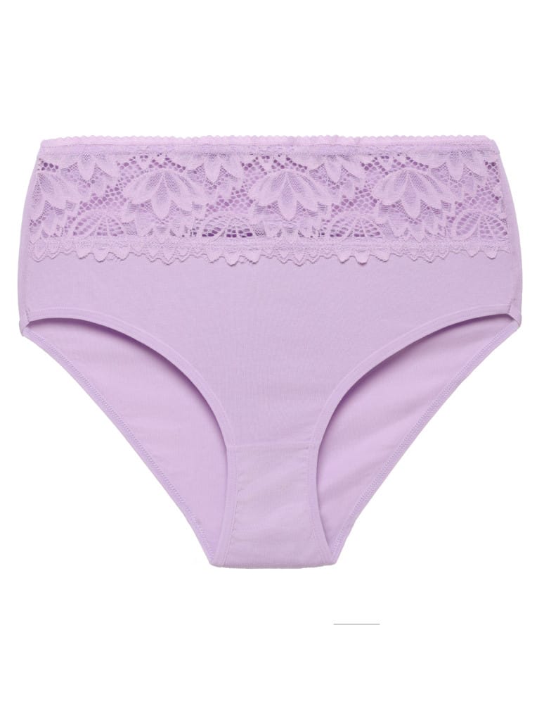 Majtki z wysokim stanem - Majtki bikini damskie maxi z koronkowym pasem 3-pak WIELOKOLOROWY  - produkt moraj.pl 3