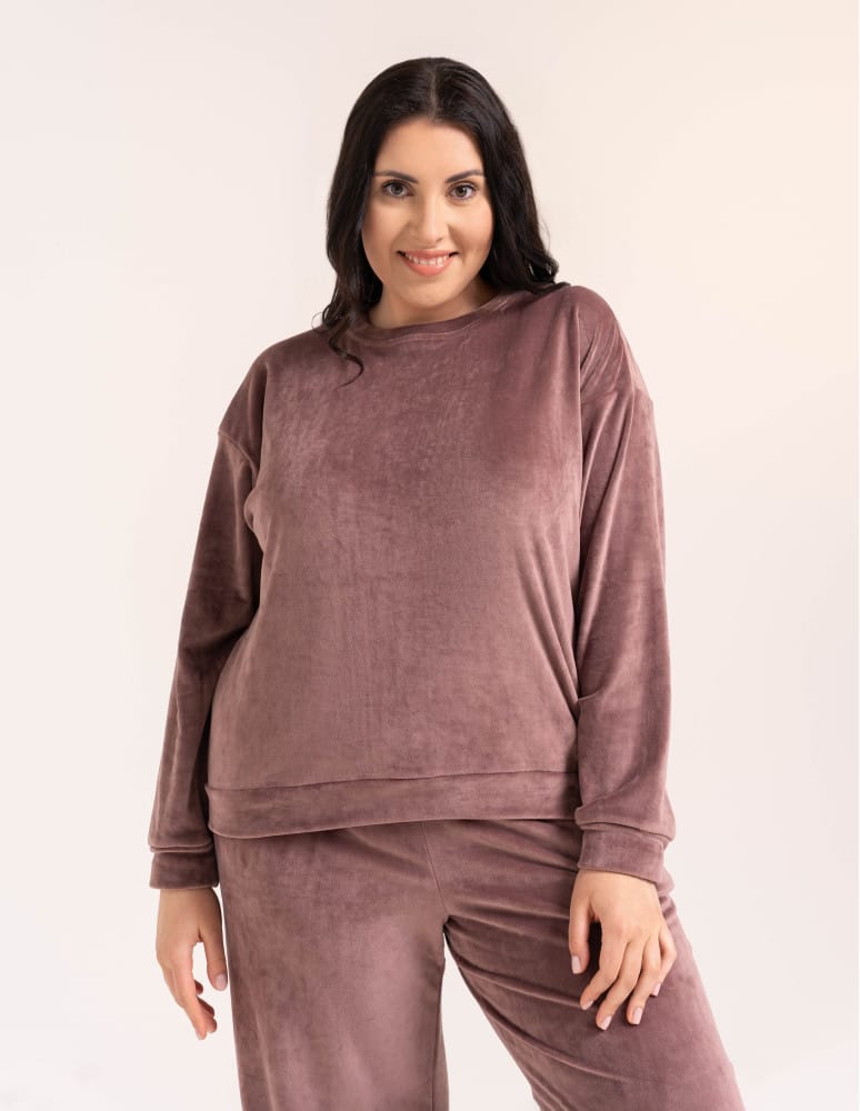Piżamy z długim rękawem - Welurowa piżama damska miękki komplet homewear RÓŻOWY - produkt moraj.pl 9
