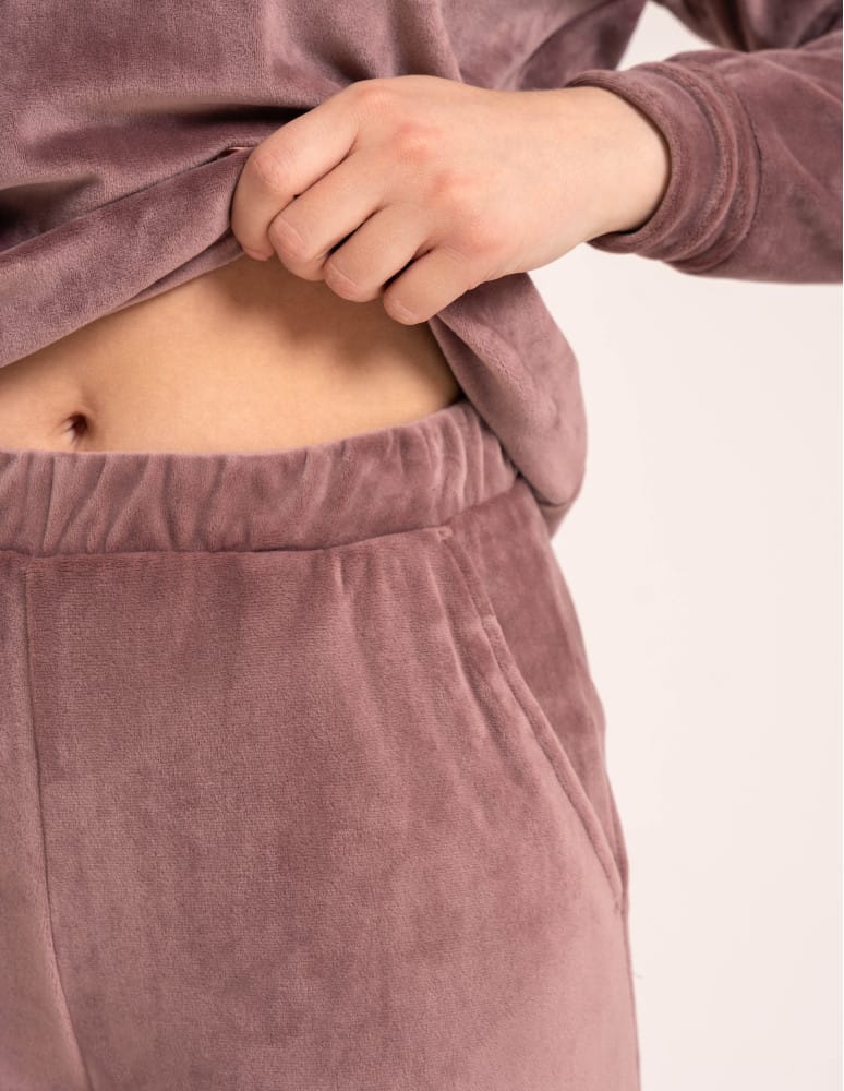 Piżamy z długim rękawem - Welurowa piżama damska miękki komplet homewear RÓŻOWY - produkt moraj.pl 2