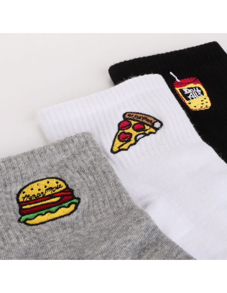 Skarpetki za kostkę - Skarpetki damskie kr&oacute;tkie 3/4 z haftem Fast Food 3-pak WIELOKOLOROWY  - produkt moraj.pl 5