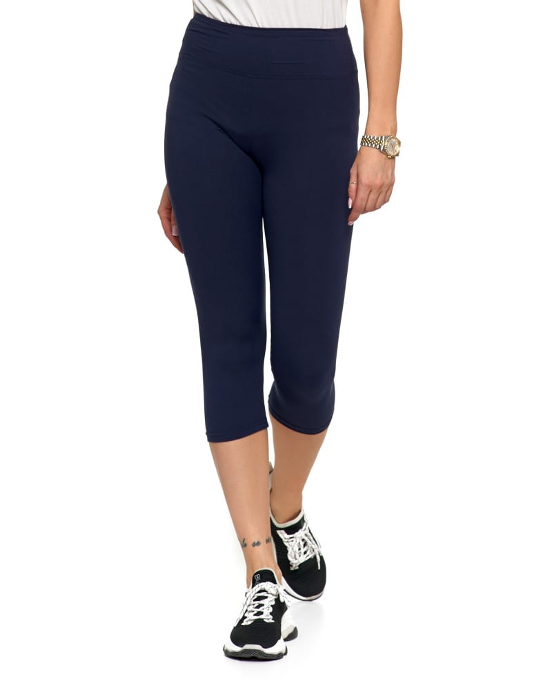 Legginsy damskie - Klasyczne legginsy 3/4 damskie peach touch GRANATOWY - produkt moraj.pl 1