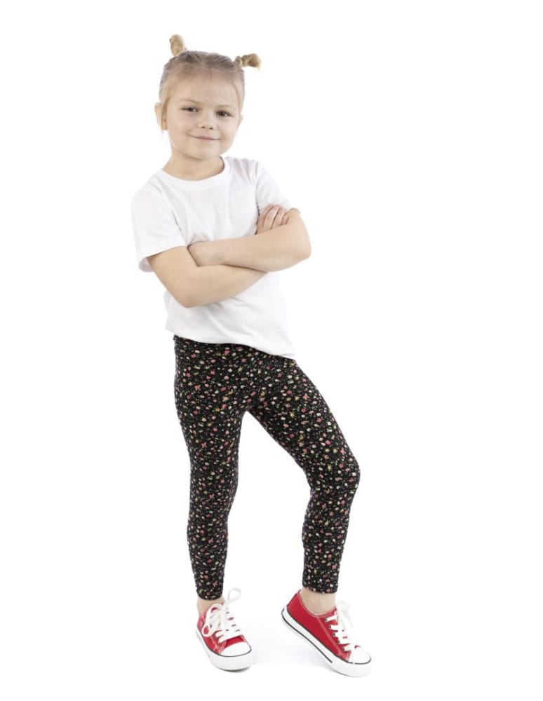 Dziewczynka - Legginsy dziecięce w kratkę, drobne kwiatki WZÓR 1 - produkt moraj.pl 1