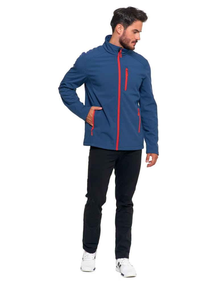 Kurtki i kamizelki - Kurtka męska wiatroszczelna typu Softshell bez kaptura JEANS - produkt moraj.pl 3