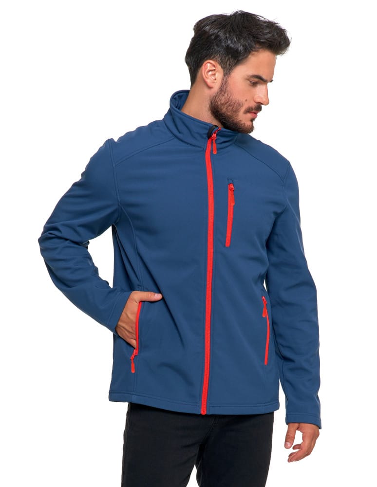 Kurtki i kamizelki - Kurtka męska wiatroszczelna typu Softshell bez kaptura JEANS - produkt moraj.pl 4