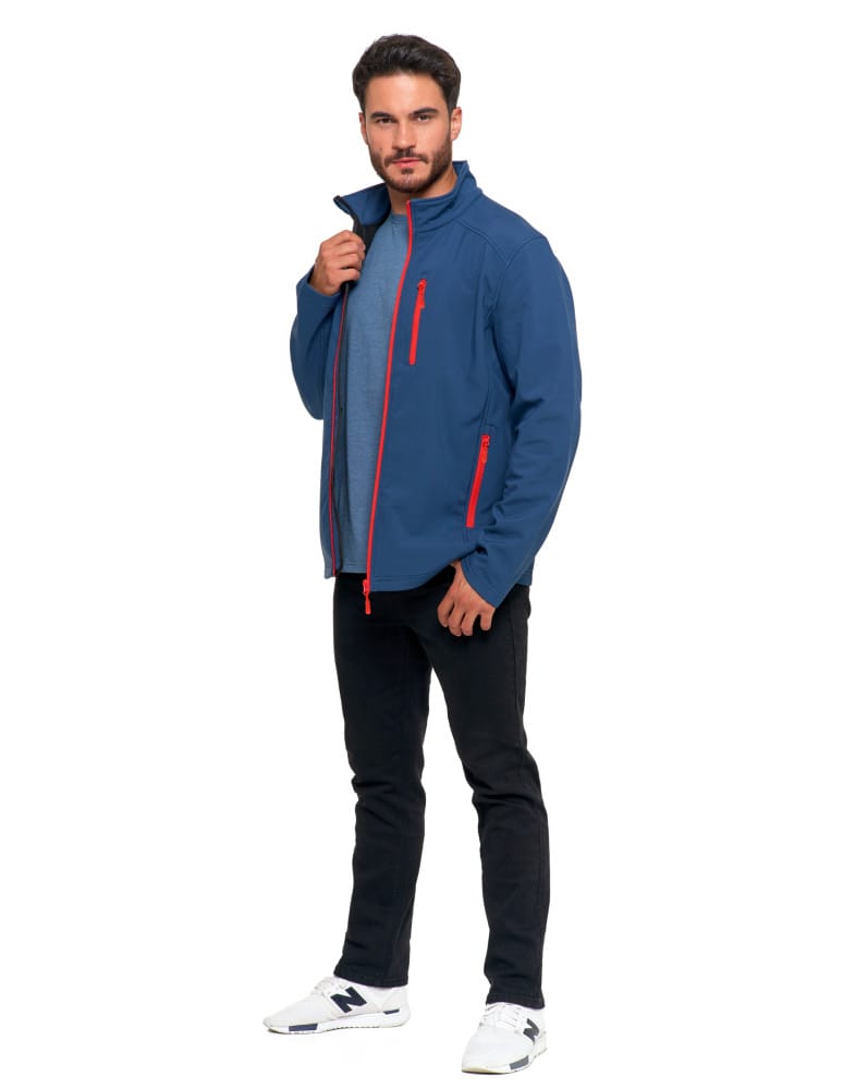Kurtki i kamizelki - Kurtka męska wiatroszczelna typu Softshell bez kaptura JEANS - produkt moraj.pl 5