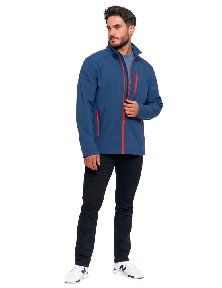 Kurtki i kamizelki - Kurtka męska wiatroszczelna typu Softshell bez kaptura JEANS - produkt moraj.pl 6