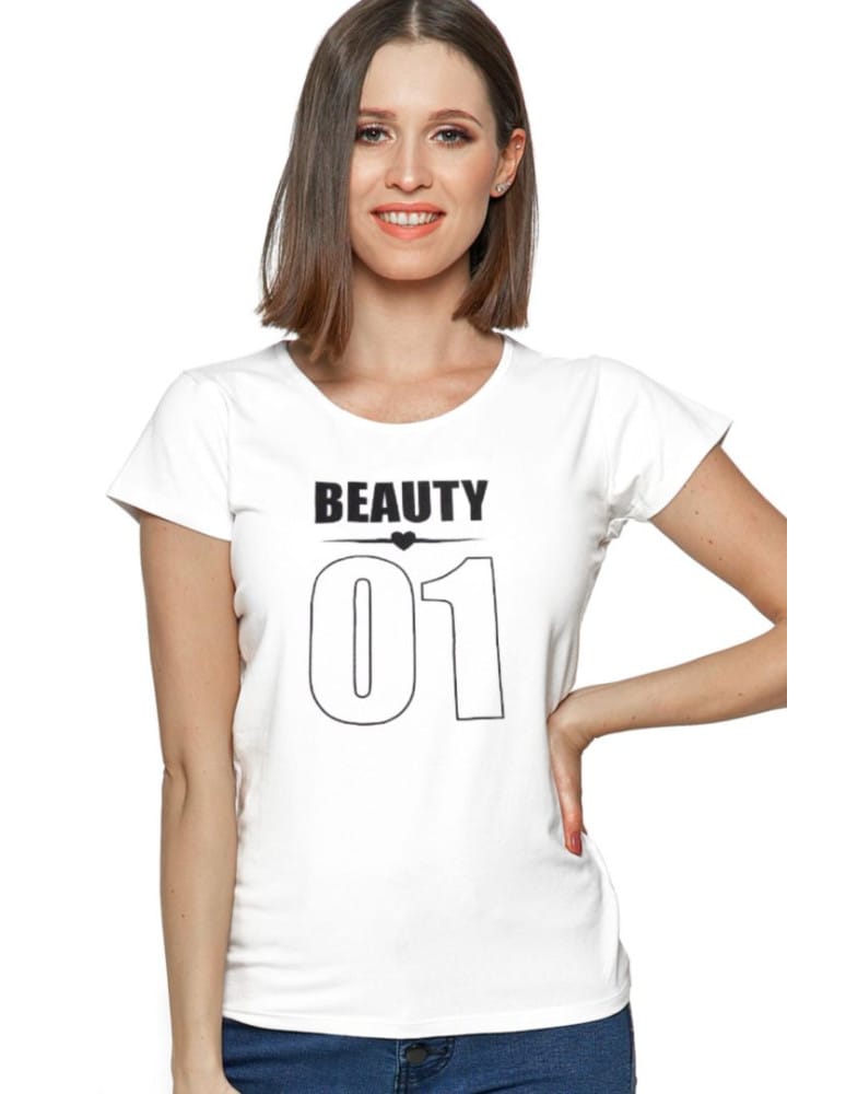 Koszulki i T-shirty - Koszulka damska z walentynkowym napisem beauty BIAŁY - produkt moraj.pl 1