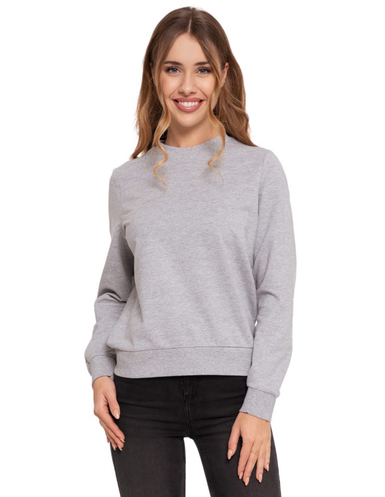 Bluzy damskie - Bluza damska wkładana bez kaptura bawełniana JASNY SZARY - produkt moraj.pl 1