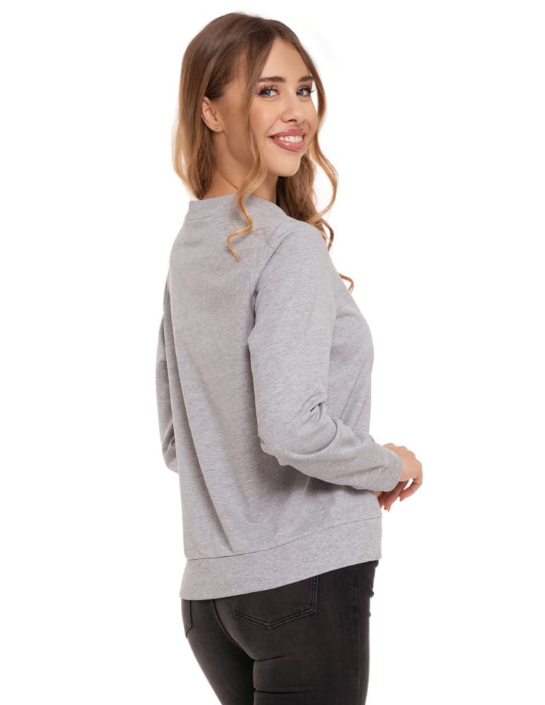 Bluzy damskie - Bluza damska wkładana bez kaptura bawełniana JASNY SZARY  - produkt moraj.pl 4
