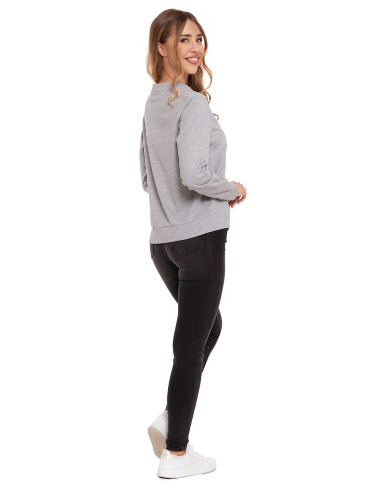 Bluzy damskie - Bluza damska wkładana bez kaptura bawełniana JASNY SZARY  - produkt moraj.pl 7