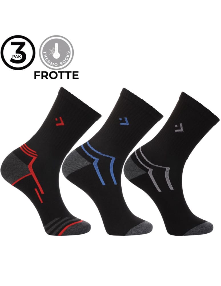 Skarpetki długie - Ciepłe skarpety męskie długie Thermo Frotte czarne 3-pak WIELOKOLOROWY - produkt moraj.pl 6