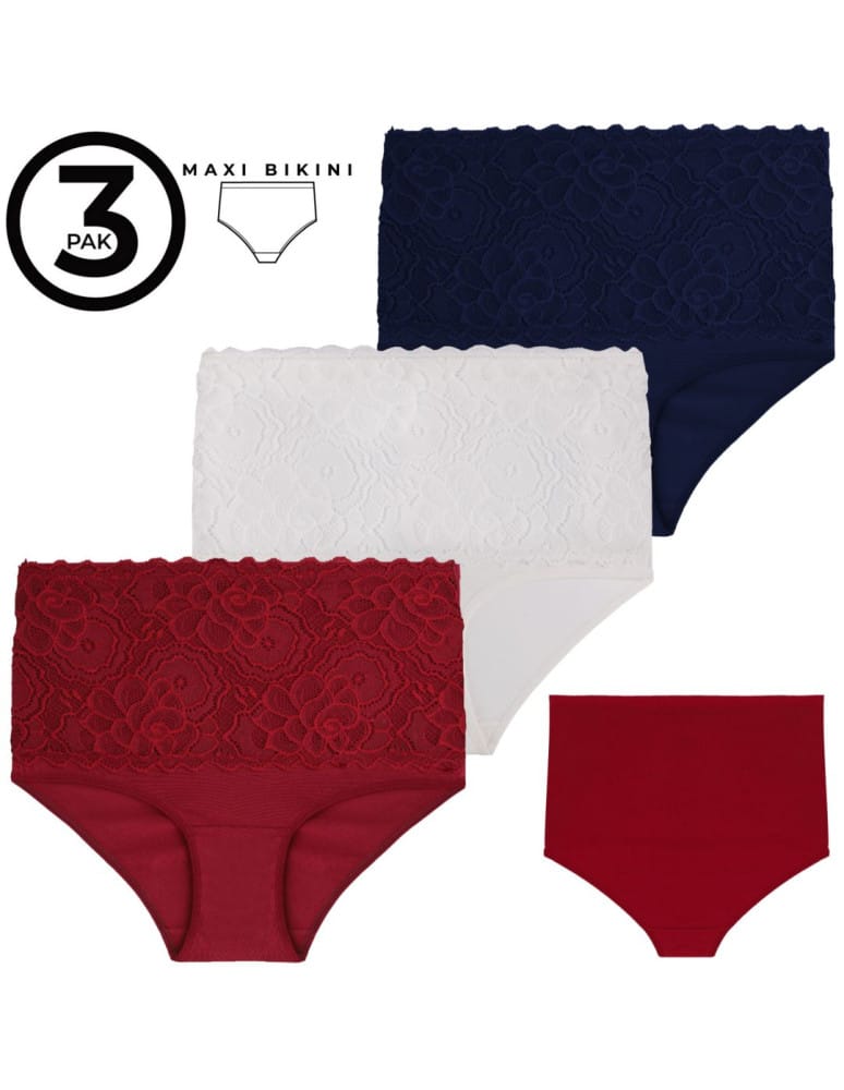 Majtki figi - Figi damskie z wysokim stanem 3-pak WIELOKOLOROWY - produkt moraj.pl 6