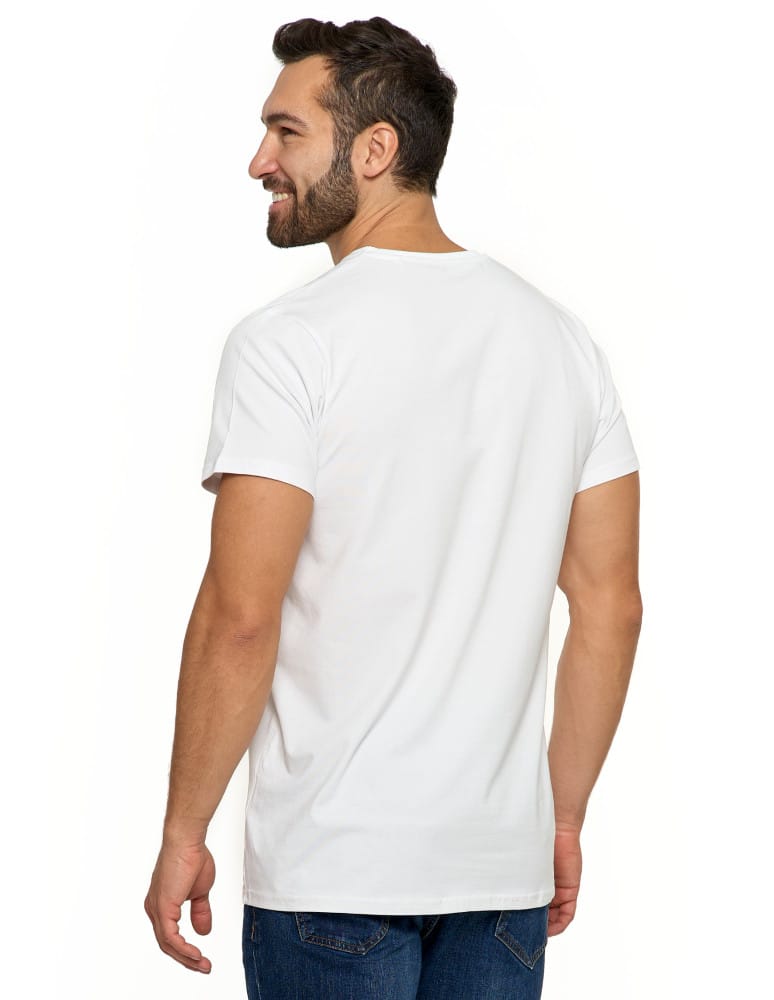 Koszulki i Tank Topy - Koszulka męska bawełna Premium T-shirt dekolt w serek BIAŁY  - produkt moraj.pl 2