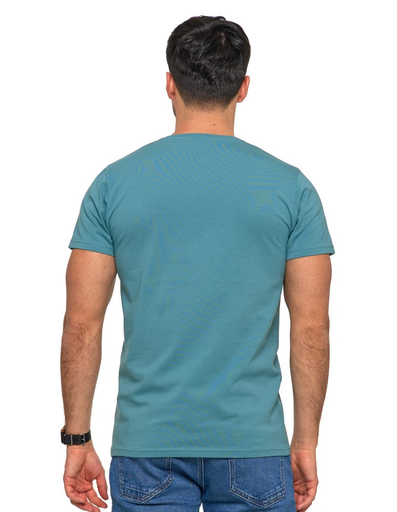 Koszulki i Tank Topy - Koszulka męska bawełna Premium T-shirt dekolt w serek MIĘTA - produkt moraj.pl 2