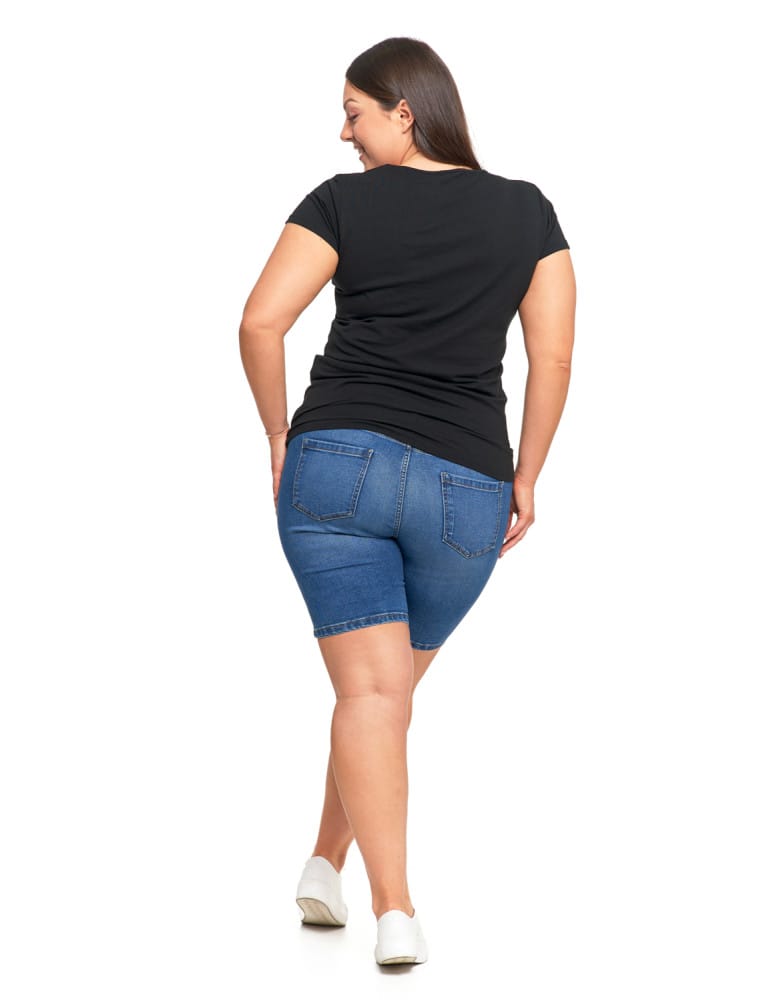 Koszulki i T-shirty - T-shirt damski bawełniany z dekoltem V Plus Size POMARAŃCZOWY - produkt moraj.pl 7