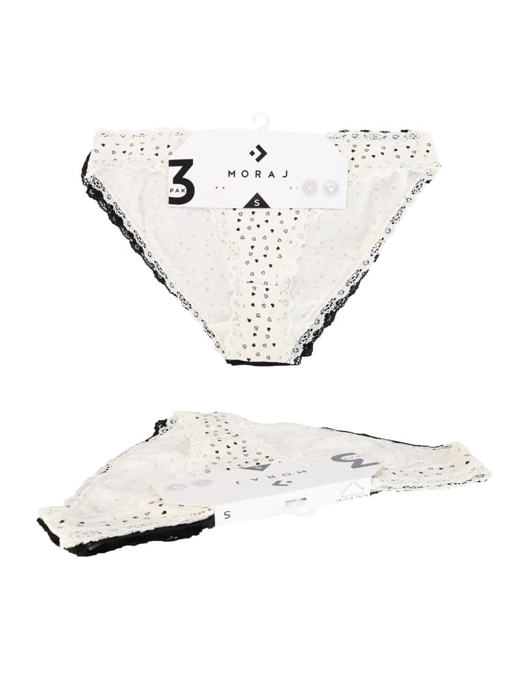 Majtki figi - Majtki damskie figi mini bikini w serduszka z koronką 3-pak WIELOKOLOROWY - produkt moraj.pl 6