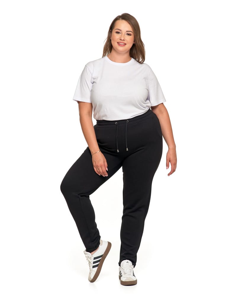 Spodnie damskie - Damskie spodnie dresowe rurki eleganckie z kieszeniami CZARNY  - produkt moraj.pl 4