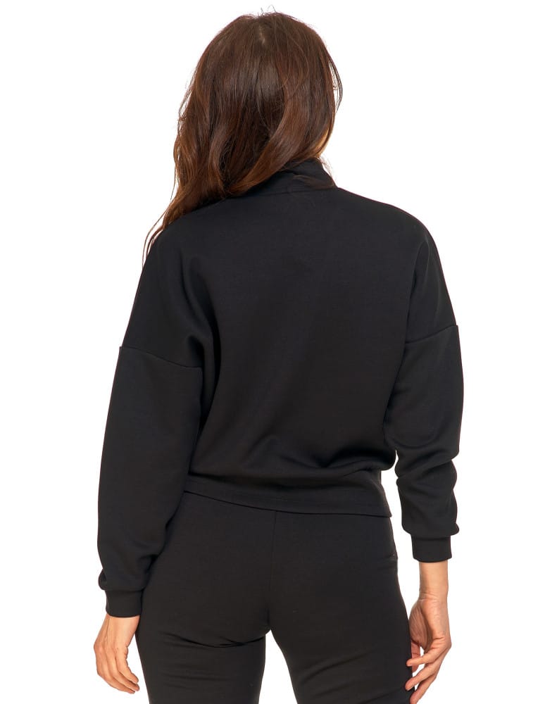 Bluzy damskie - Bluza damska rozpinana ze stójką CZARNY - produkt moraj.pl 2