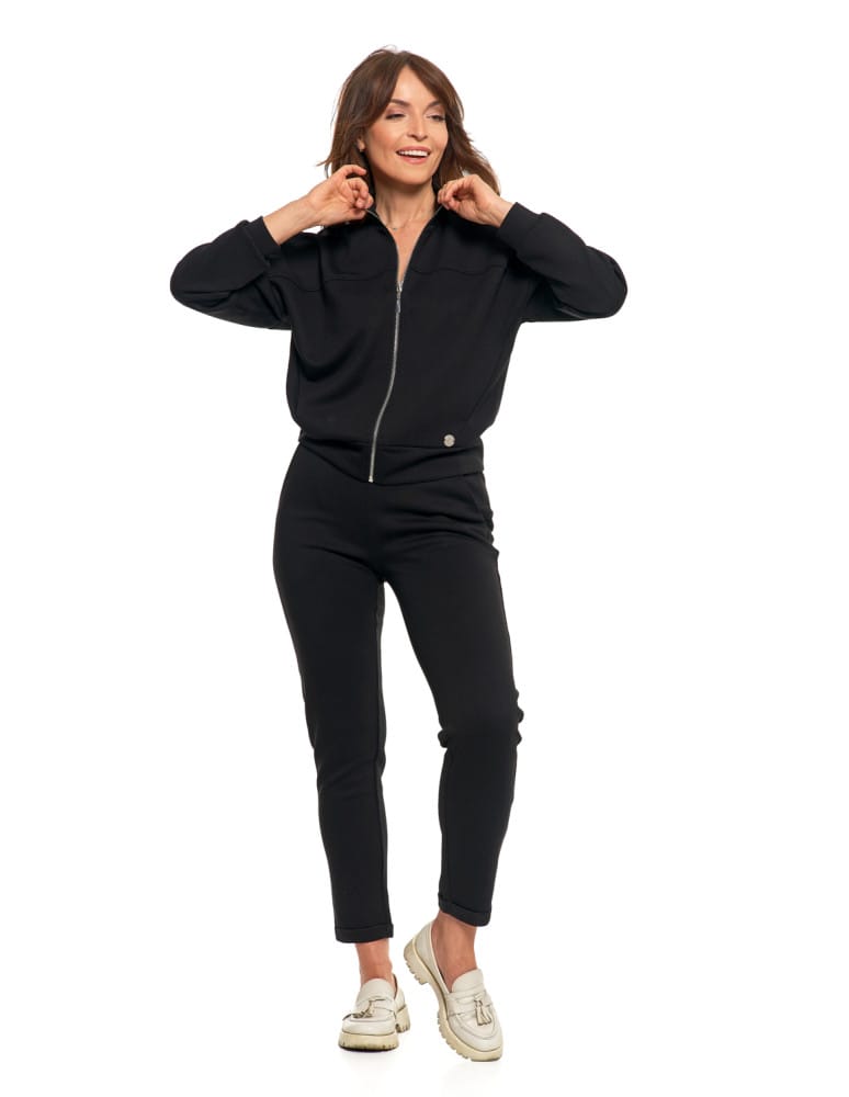 Bluzy damskie - Bluza damska rozpinana ze stójką CZARNY - produkt moraj.pl 4
