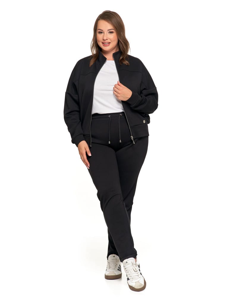 Bluzy damskie - Bluza damska rozpinana ze stójką CZARNY - produkt moraj.pl 5