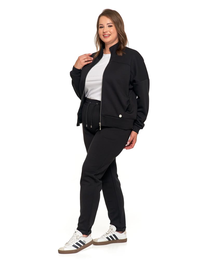 Bluzy damskie - Bluza damska rozpinana ze stójką CZARNY - produkt moraj.pl 6