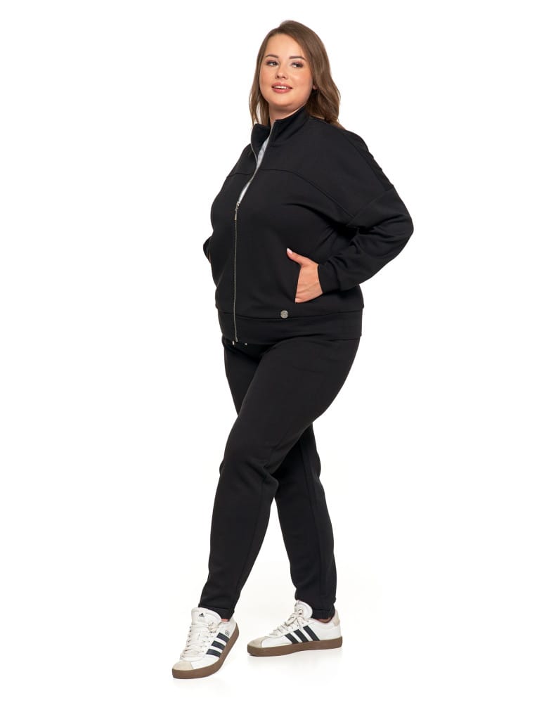 Bluzy damskie - Bluza damska rozpinana ze stójką CZARNY - produkt moraj.pl 7