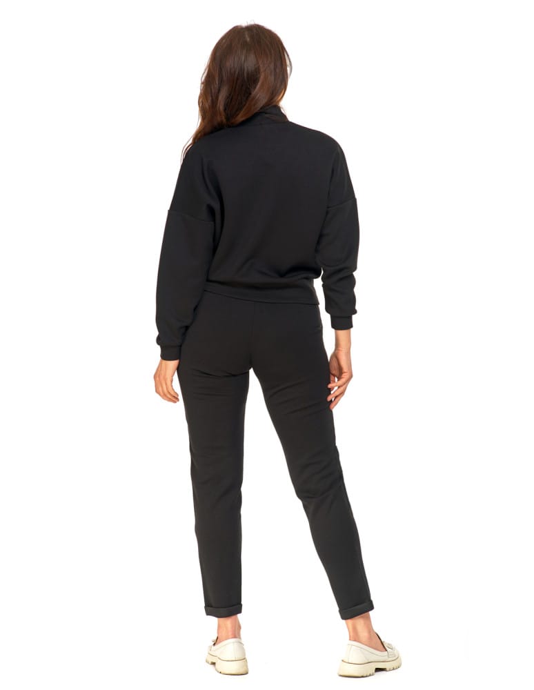 Bluzy damskie - Bluza damska rozpinana ze stójką CZARNY - produkt moraj.pl 10