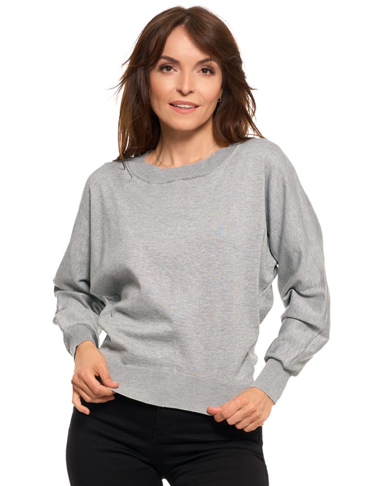 Swetry i kardigany - Klasyczny damski sweter z luźnymi rękawami SZARY - produkt moraj.pl 1
