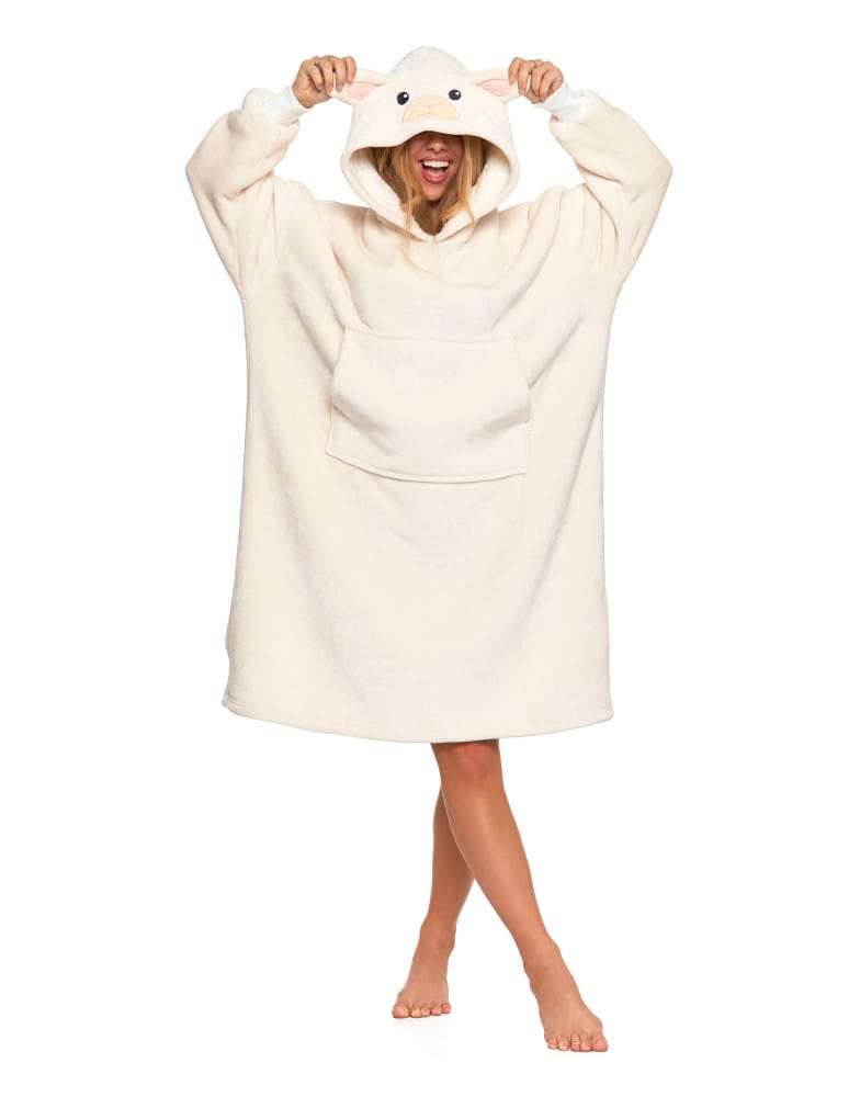 Kocobluzy - Kocobluza z kapturem oversize owieczka KREMOWY - produkt moraj.pl 1