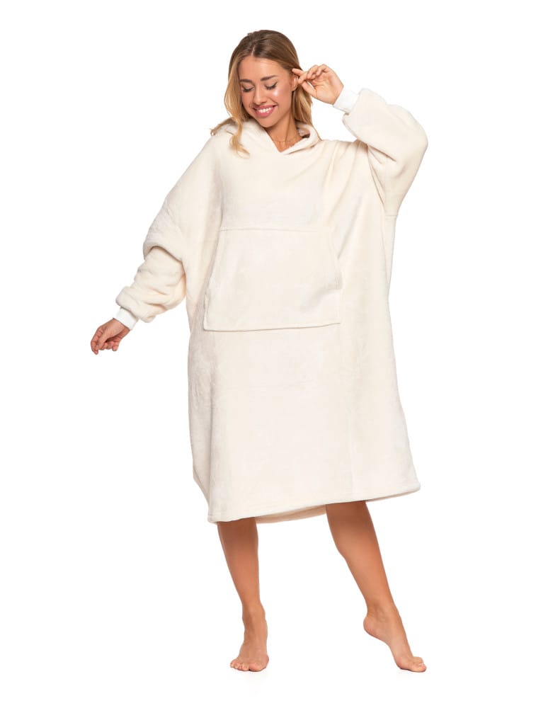 Kocobluzy - Kocobluza z kapturem oversize owieczka KREMOWY  - produkt moraj.pl 4