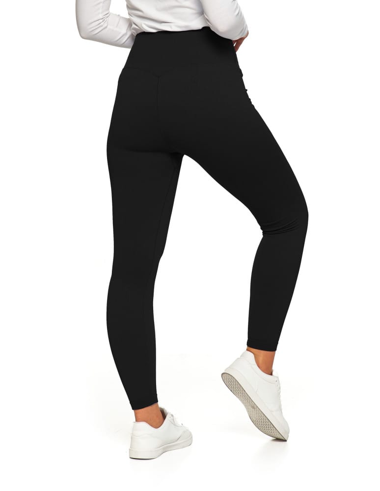 Legginsy damskie - Prążkowane legginsy damskie sportowe z wysokim stanem CZARNY - produkt moraj.pl 2